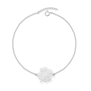 Bransoletka srebrna z ażurową koniczynką - Srebrny Rodowany