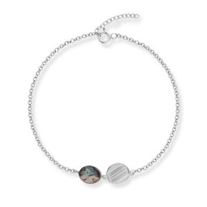 Bransoletka srebrna z blaszką i Muszlą - Srebrny Rodowany