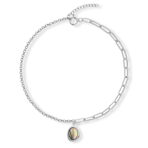 Bransoletka srebrna z dwóch łańcuszków z Muszlą - Srebrny Rodowany