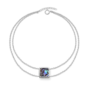 Bransoletka srebrna z Muszlą Square - Srebrny Rodowany