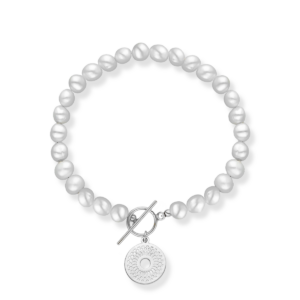 Bransoletka srebrna z pereł naturalnych z dużym ażurem