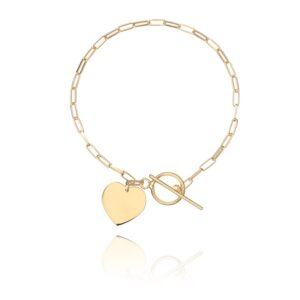 Bransoletka srebrna spinacze z sercem i przetykiem