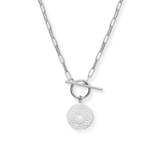 Naszyjnik srebrny spinacze z małym ażurem - Srebrny Rodowany