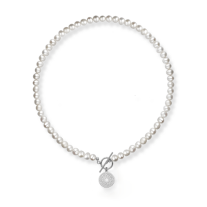 Naszyjnik srebrny z pereł naturalnych z dużym ażurem