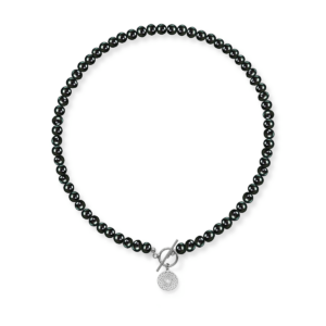 Naszyjnik srebrny z pereł naturalnych z małym ażurem