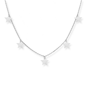 Naszyjnik srebrny choker z gwiazdkami - Srebrny Rodowany