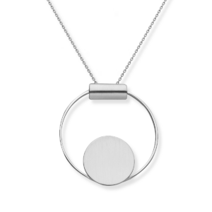 Naszyjnik srebrny koło z blaszką - Srebrny Rodowany