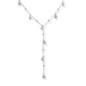 Naszyjnik srebrny krawatka z kulkami - Srebrny Rodowany