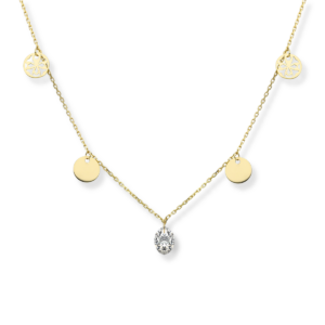 Naszyjnik srebrny cyrkonia ażurek blaszka - Srebrny Pozłacany 24-karaty