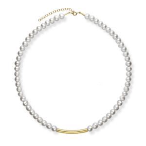 Naszyjnik srebrny z pereł naturalnych z rurką