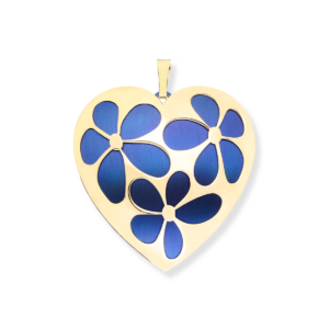 Wisiorek srebrny tytanowy ażurowe Serce - Srebrny Pozłacany 24-karaty