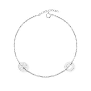 Bransoletka srebrna z ażurem i blaszką - Srebrny Rodowany