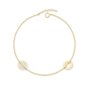 Bransoletka srebrna z ażurem i blaszką - Srebrny Pozłacany 24-karaty