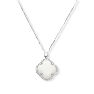 Kolia srebrna Karo z elementem ozdobnym