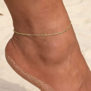 Bransoletka srebrna na nogę z kuleczkami