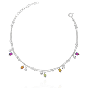 Bransoletka srebrna z kuleczkami i Hematytami Double Layla