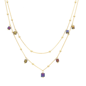 Naszyjnik srebrny Double z Hematytami - Srebrny Pozłacany 24-karaty