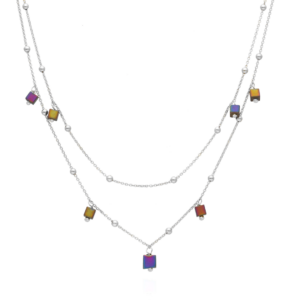 Naszyjnik srebrny Double z Hematytami