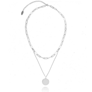 Naszyjnik srebrny podwójny spinacze z blaszką