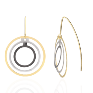 Kolczyki srebrne trójkolorowe Hypno