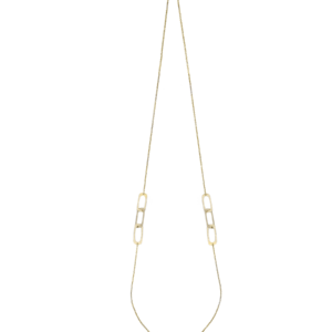 Naszyjnik srebrny długi z ogniwkami - Srebrny Pozłacany 24-karaty