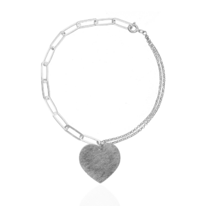 Bransoletka srebrna z satynowanym sercem