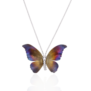 Kolia srebrna naszyjnik z Tytanem Motyl - Srebrny Rodowany