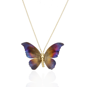 Kolia srebrna naszyjnik z Tytanem Motyl - Srebrny Pozłacany 24-karaty
