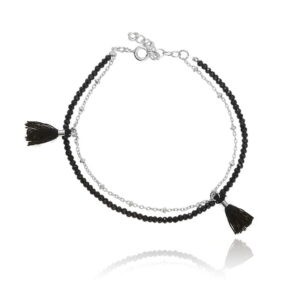 Bransoletka srebrna z kamieniami i chwostami