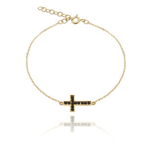 Bransoletka srebrna z krzyżem i kamieniami