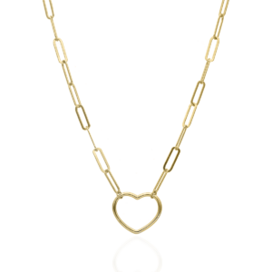 Naszyjnik srebrny Heart spinacze - Srebrny Pozłacany 24-karaty