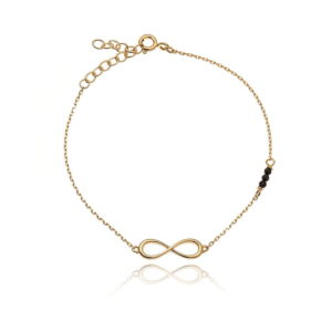 Bransoletka srebrna z nieskończonością i onyksem