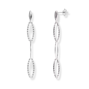 Kolczyki srebrne ogniwka karbowane Mini - Srebrny Rodowany