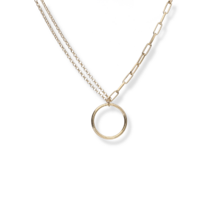Naszyjnik srebrny z kółkiem - Srebrny Pozłacany 24-karaty