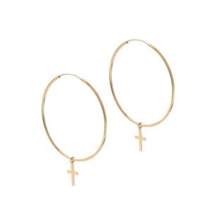 Kolczyki srebrne małe koła z krzyżykami