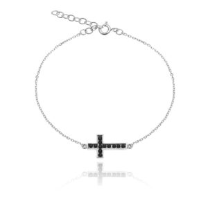 Bransoletka srebrna z krzyżem Swarovski