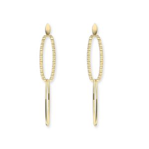 Kolczyki srebrne ogniwka karbowane Maxi - Srebrny Pozłacany 24-karaty