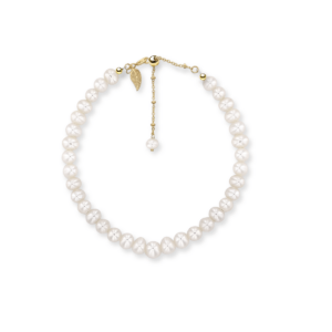 Bransoletka srebrna z pereł hodowlanych - Srebrny Pozłacany 24-karaty