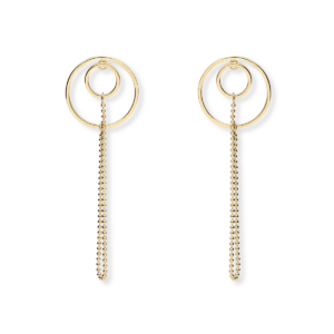 Kolczyki srebrne podwójne koła z łańcuszkiem