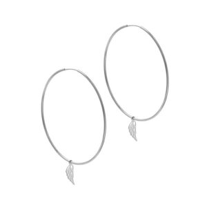 Kolczyki srebrne duże koła ze skrzydłami