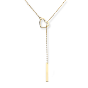 Naszyjnik srebrny serce z blaszką - Srebrny Pozłacany 24-karaty