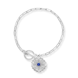 Bransoletka srebrna z ażurem i kamieniem