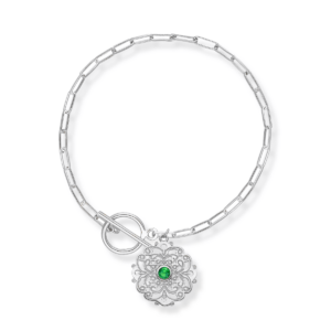 Bransoletka srebrna z ażurem i kamieniem