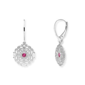 Kolczyki srebrne z ażurem i kamieniem