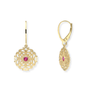 Kolczyki srebrne z ażurem i kamieniem