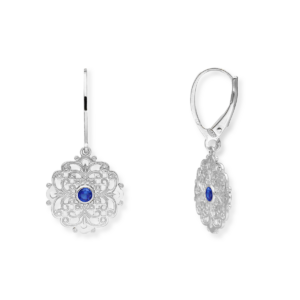 Kolczyki srebrne z ażurem i kamieniem