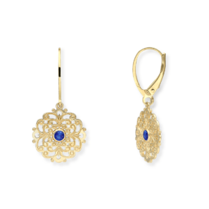 Kolczyki srebrne z ażurem i kamieniem