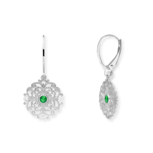 Kolczyki srebrne z ażurem i kamieniem