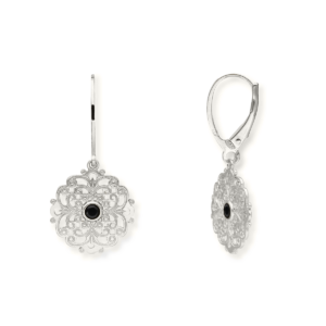 Kolczyki srebrne z ażurem i kamieniem