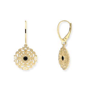 Kolczyki srebrne z ażurem i kamieniem